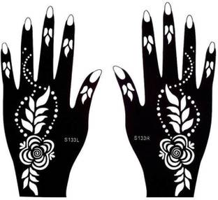 IVANA'S Ivana's Henna Tattoo Stencil (Set of 2) Women Girls Hand Finger Body Paint Temporary Tattoo (24)