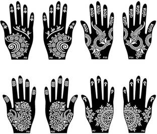 IVANA'S Set of 8 Henna Tattoo Stencil | Mehandi Stencils For Women, Girls & Kids|NIV-329