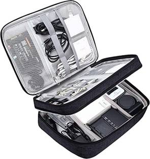 HOUSE OF QUIRK Organizer Portable Storage Case for Cable, Cord, Charger, Adapter-Black