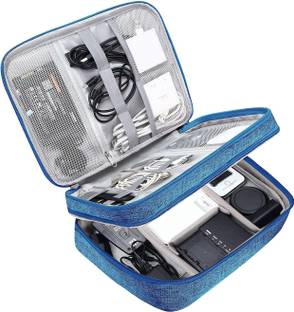 HOUSE OF QUIRK Organizer Portable Storage Case for Cable, Cord, Charger, Adapter-Light Blue