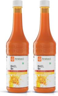 Krishna's Herbal & Ayurveda Bael Sharbat | Rich in Vitamin C, B1, B2 | Pack of 2 | 750 ml Each