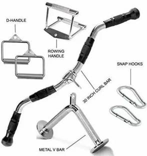 HACKERX Gym Cable Attachments Handle Pressdown Machine Exercise Triceps' Bar Combo 5PCs Multi-training Bar