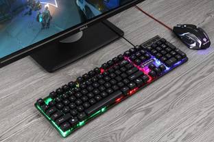 Enter Ignite Pro Gaming Mouse and Keyboard Combo with 6 Button Mouse and Rainbow ligh Combo Set Designed for Gaming