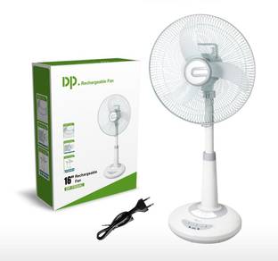 Dp 16Inch AD/DC Rechargeable Table Fan with NightLamp USBCharger 6v 4500mAh Battery with 1 Year Warranty Silent Operation 1800 mm Table Fan
