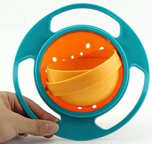 EMPIRE TRADE Kids Bowl 360 Rotate Funny Toys Bowl For Boy|Girl Spill Proof Bowl (Multicolor)  - Plastic
