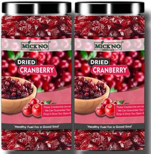 mickno organics 500gm USA Dried Cranberries Slice Dry fruits (2 X 250g) - No Added Sugar Cranberries