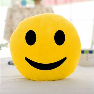 Softlife Microfibre Cushion Pack of 1 Solid Emoji Plush Smiley Pillow Cushion, Sleeping Face, 14 x 14 Inch