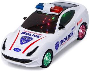 Zenex store Police Car for kids with Light & sound, 360 Degree Rotating Bump and go Action Automatic door open Police car toy.