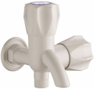 TORSENJOR PVC 2 In 1 Bib Cock Water Tap Two Way, With PVC Flange Bib Tap Faucet