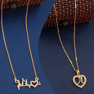 BOGHRA SALES New Stylish & Fancy glorious Micro Gold Plated Antique Necklace Chain Combo Cubic Zirconia Gold-plated Plated Alloy Chain