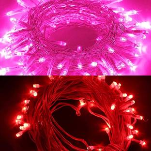 Sameer Enterprises 30 LEDs 14.99 m Pink, Red Flickering, Steady String Rice Lights