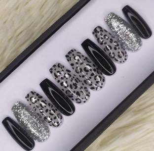 AMOK STORE Black & White Press On Nails/fake Nails /false Acraylic Women Nails Black, White