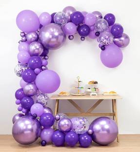 R G ACCESSORIES Solid Purple confetti balloon garland kit 85 pcs for birthday, baby shower, wedding Balloon