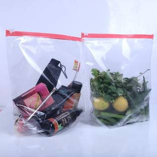 GADGETWEAR 10 pcs Ziplock Pouch Vegetable Bag for Fridge Plastic Storage Pouch