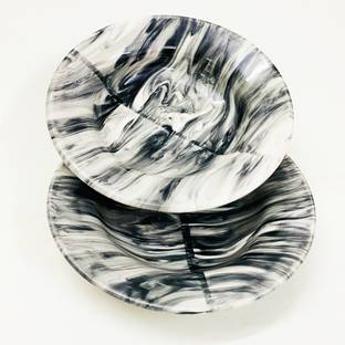royal enterprise CERAMIC PASTA PLATE | DEEP DISH PLATE | 9 inch | set of 2 | Grey Italian Design| Dinner Plate