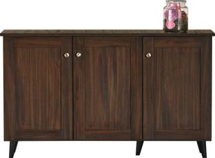 DeckUp 3-Door Walnut Engineered Wood Shoe Rack