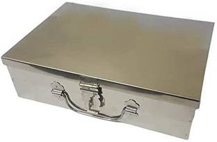 GINOSET ® SS Locker Jewellery Cash ,Check Book Box Multi purpose use Size- 12 Inch Cash Box