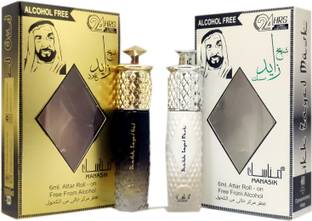 Manasik SHAIKH ZAYED OUD &SHAIKH ZAYAD MUSK Alcohol - Free Attar Roll On 6ml .COMBO SET Floral Attar