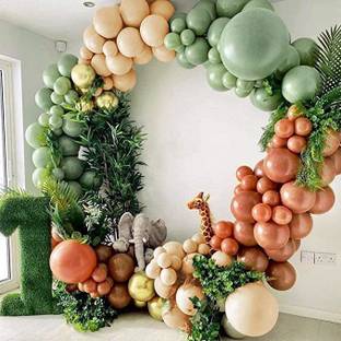 R G ACCESSORIES Solid 78 pcs saga green nude balloon garland kit for birthday, baby shower, wedding Balloon