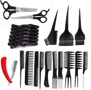Ajora Beard shaving saloon and home 10Pcs Pro Salon Hair Cut Styling Hairdressing Barbers Combs, clippers ( set of 5 items)