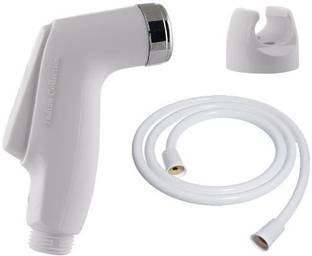 Salonica Indian White Shower Toilet Jet Spray with1 meter Flexible Hose With wall bracket Health  Faucet