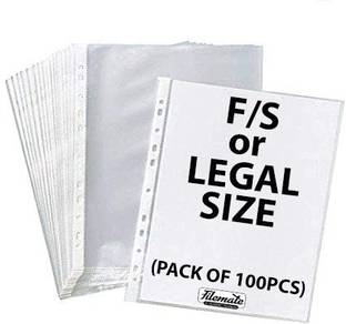 FileMate F/S or Legal Size Sheet Protector(Pack of 100 pcs)(150 Micron)(Size: 13.75 X 9.25 inch) / Document Sleeves