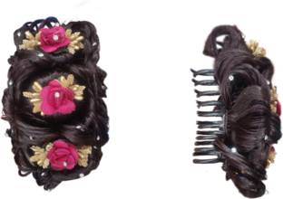 NANDITA Instant ready for wedding party function pink flower Juda bun trading Hair Extension