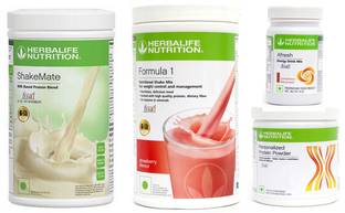 Herbalife Nutrition Formula 1 Strawberry + Protein Powder 200 G+ Shake Mate + Afresh - Cinnamon Protein Shake