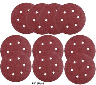 DUMDAAR 10 Pcs 6inch Sand Paper Size P80 (80 Grit) Round Sand Paper velcro disc Emery Sandpaper