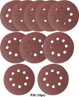 DUMDAAR 10 Pcs 5inch Sand Paper Size P36 (36 Grit) Round Sand Paper velcro disc Emery Sandpaper