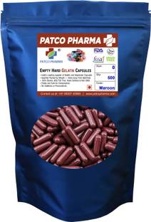 PATCO PHARMA RAW MATERIALS & EQIPMENTS Size 0 Maroon Empty Gelatin Pill Capsule - Gluten Free | DIY Powder Filling