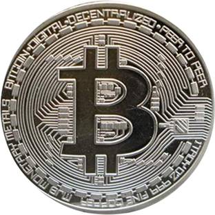 Craftbia Bitcoin Coin Silver Plated Metal Crypto BTC Coin Decorative Showpiece  -  4 cm