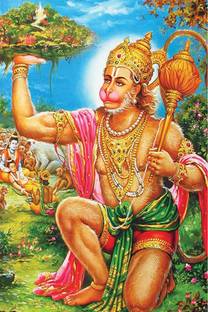 Wall gallery 45.72 cm Hanuman Carrying Gandhamadan Parvat Plc High Grade Vinyl Sticker Long Lasting Self Adhesive Sticker