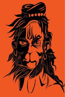 Wall gallery 45.72 cm Kerala Artist's Angry hanuman illustration design Plc Glowing Sticker Self Adhesive Sticker