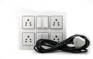 JELECTRICALS Modular Extension Board With Four Socket and Four Switch With 8 Meter Wire 4  Socket Extension Boards