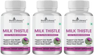 Herbs Library Milk Thistle(Silymarin) Capsule for Liver Detox & Cleansing pack(3x60 Capsules)
