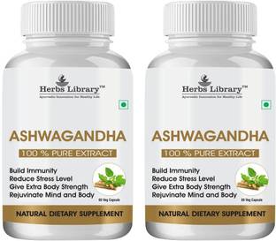 Herbs Library Ashwagandha Capsule for Stamina, Power & Timing for Men pack of 2(2x60 Capsules)