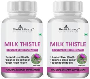 Herbs Library Milk Thistle(Silymarin) Capsule for Liver Detox & Cleansing pack(2x60 Capsules)