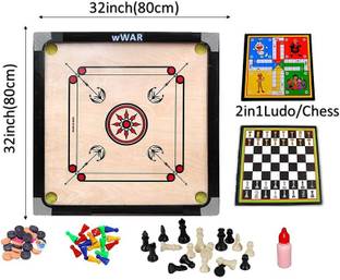 wWAR 32inch Large Carrom Board With ludo Chess 80 cm Carrom Board