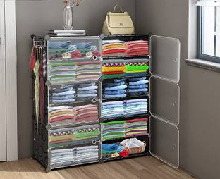 KROOH 6-Door 12-Shelf Plastic Collapsible PC Collapsible Wardrobe