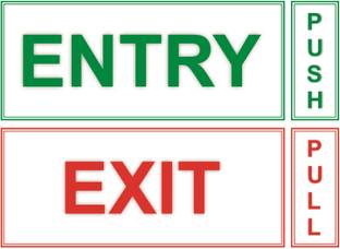 GOODPRINTZONE Entry And Exit Sign Board, Push And Pull Sticker Size 5"X12"Inch Pack Of 1Set Emergency Sign