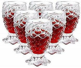 JIGSHTIAL (Pack of 6) (Pack of 6) Crystal Clear Pineapple Shaped Juice, Drinking Glass (250ml,Glass) Glass Set Water/Juice Glass