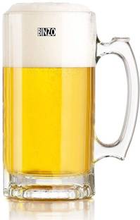 BINZO (Pack of 6) Beer Mugs Set | Set of 6, 500 ml | Large Heavy Mugs for Freezer. Glass Set Beer Mug