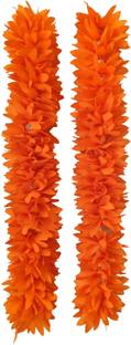 snehatrends 2PC Plain Orange Jasmine Flower Fabric Gajra 10inch for Stunning Hairstyles Hair Band