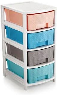 AVAIKSA Multipurpose 4 Layer Drawer System Organizer For Home , Kitchen , Office , Study Room ( Multicolor ) Plastic Free Standing Chest of Drawers