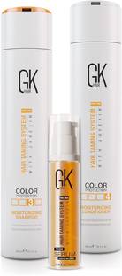 GK Hair मॉइस्चराइज़िंग शैम्पू और कंडीशनर कॉम्बो 300ml प्रत्येक फ्री आर्गन सीरम के साथ 10 ml