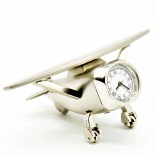 Saugat Traders Aeroplane Table Clock - Analog Table Clock Decorative Showpiece  -  4 cm