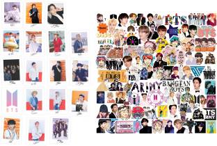 FlyBuy Hub 4.318 cm Cool Cute BTS Combo Stickers And Postcard Self Adhesive Sticker