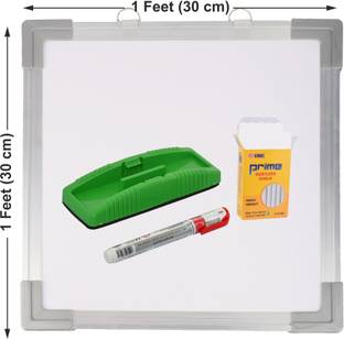 Maruti Non Magnetic One Side White Board & Back Side Green Board 1X1 Feet Surface 1 Marker, 1 Duster & 1 Chalk Box Whiteboards and Duster Combos