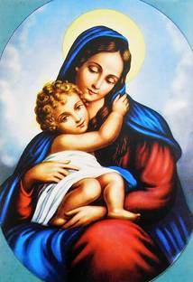 Wall gallery 45.72 cm Mother Mary with Baby Jesus Plc Glowing Sticker Like a new Everyday 18 x12 inc Self Adhesive Sticker